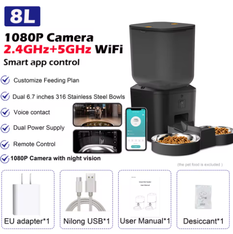 Mangeoire Automatique 8L avec Caméra HD et Communication via Application