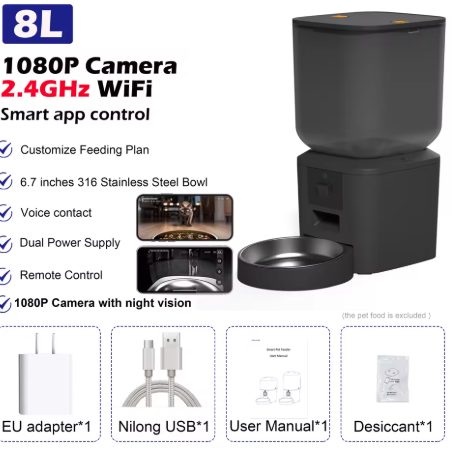 Mangeoire Automatique 8L avec Caméra HD et Communication via Application